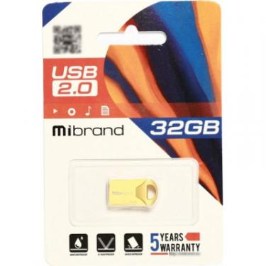 USB флеш накопитель Mibrand 32GB Hawk Gold USB 2.0 Фото 1