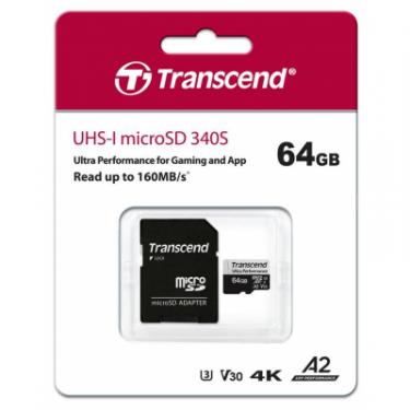 Карта памяти Transcend 64GB microSDXC class 10 UHS-I U3 A2 Фото 2