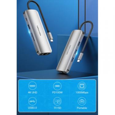 Концентратор Vention USB3.1 Type-C --> HDMI/USB 3.0x3/RJ45/SD/TF/PD 100 Фото 1