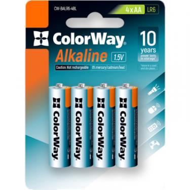 Батарейка ColorWay AA LR6 Alkaline Power (лужні) *4 blister Фото