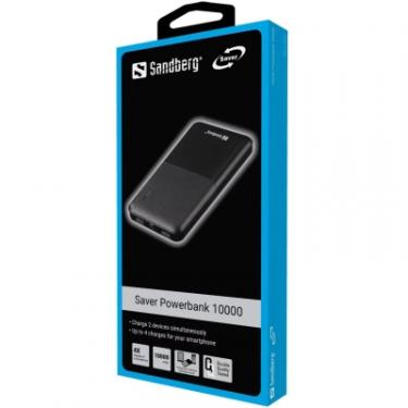 Батарея универсальная Sandberg 10000mAh, Saver, USB-C, Micro-USB, output: USB-A*2 Фото 1
