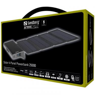 Батарея универсальная Sandberg 25000mAh, Solar 4-Panel/8W, USB-C input/output(18W Фото 6