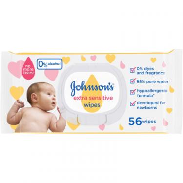 Детские влажные салфетки Johnson’s baby Екстра ніжні 0+ 56 шт Фото