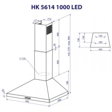 Вытяжка кухонная Minola HK 5614 WH 1000 LED Фото 10