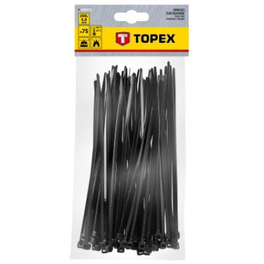 Стяжка Topex чорна, 4.8x200 мм, пластик, 75 шт. Фото