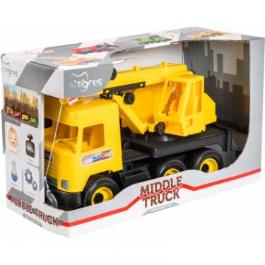 Спецтехника Tigres Авто "Middle truck" кран (жовтий) в коробці Фото 1