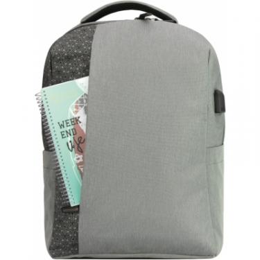 Рюкзак школьный Optima 17.5" USB Techno чоловічий 0.7 кг 16-25 л Сірий з Фото 3