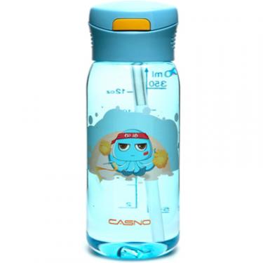 Бутылка для воды Casno 400 мл KXN-1195 Синя восьминіг з соломинкою Фото
