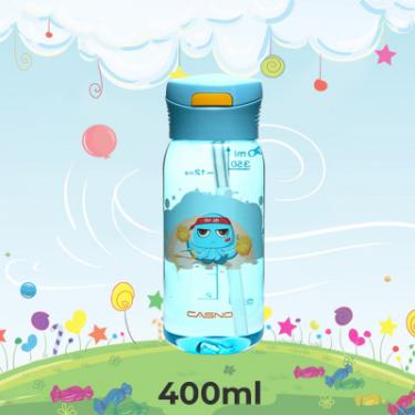 Бутылка для воды Casno 400 мл KXN-1195 Синя восьминіг з соломинкою Фото 1