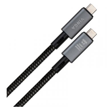 Дата кабель Vinga USB-C to USB-C 0.8m USB4 240W 40GBps 8K60Hz Nylon Фото 1