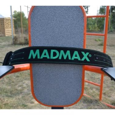Атлетический пояс MadMax MFB-301 Suede Single Prong шкіряний Black/Green L Фото 9