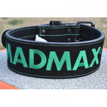 Атлетический пояс MadMax MFB-301 Suede Single Prong шкіряний Black/Green L Фото 2