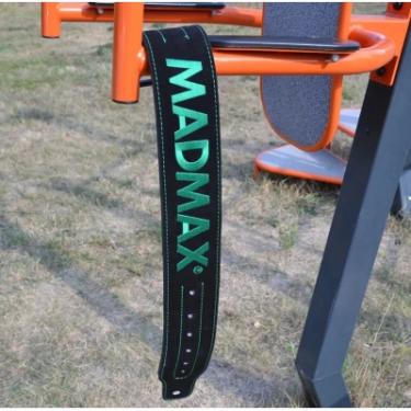 Атлетический пояс MadMax MFB-301 Suede Single Prong шкіряний Black/Green L Фото 7