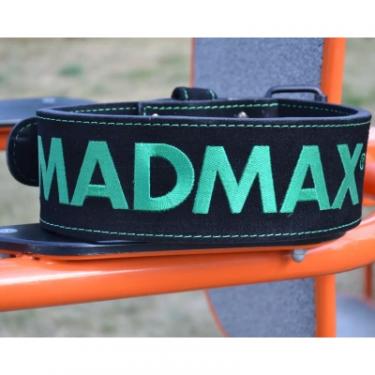 Атлетический пояс MadMax MFB-301 Suede Single Prong шкіряний Black/Green L Фото 8