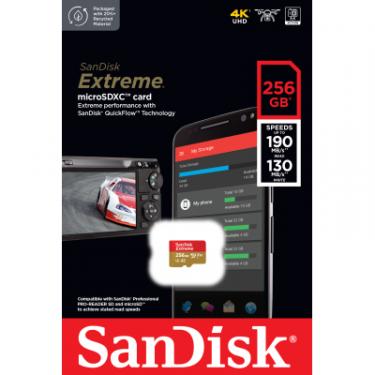 Карта памяти SanDisk 256GB microSD class 10 UHS-I U3 Extreme For Mobile Фото 1