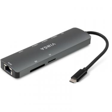 Концентратор Vinga USB-C 3.1 to HDMI+RJ45_1Gbps+3xUSB3.0+SD/TF+PD100W Фото 2