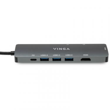 Концентратор Vinga USB-C 3.1 to HDMI+RJ45_1Gbps+3xUSB3.0+SD/TF+PD100W Фото 4
