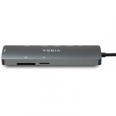 Концентратор Vinga USB-C 3.1 to HDMI+RJ45_1Gbps+3xUSB3.0+SD/TF+PD100W Фото 5