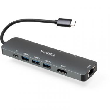 Концентратор Vinga USB-C 3.1 to HDMI+RJ45_1Gbps+3xUSB3.0+SD/TF+PD100W Фото 7