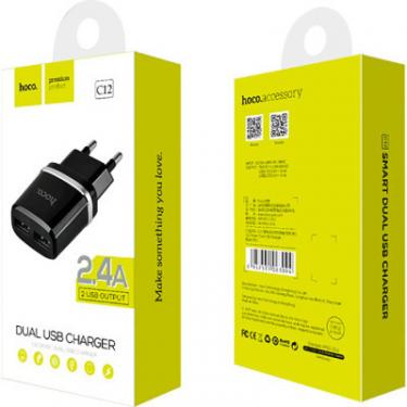 Зарядное устройство HOCO C12 Smart dual USB charger Black Фото 4