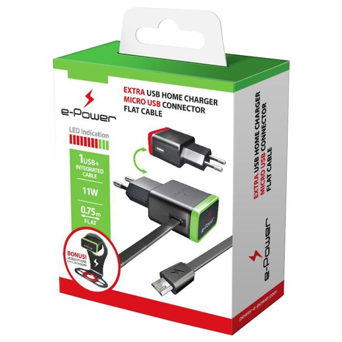 Зарядное устройство E-power 2 * USB 2.1A + смарт кабель Фото