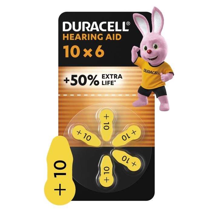 Батарейка Duracell для слуховых аппаратов размер 10, 6 шт. в упаковке Фото