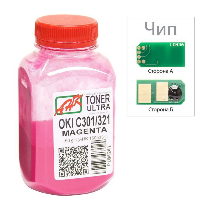 Тонер AHK OKI C301/321, 50г Magenta +chip Фото