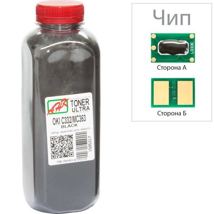 Тонер AHK OKI C332/MC363, 120г Black+chip Фото