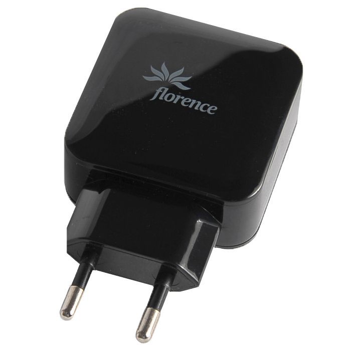 Зарядное устройство Florence 2USB 3A + microUSB cable Black Фото