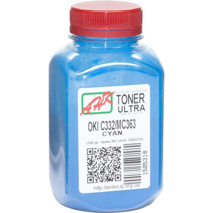 Тонер AHK OKI C332/MC363, 100г Cyan Фото