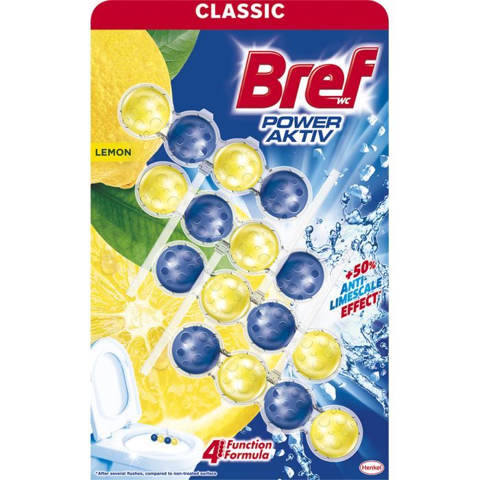 Туалетный блок Bref Сила Актив Лимон 4 х 50 г Фото