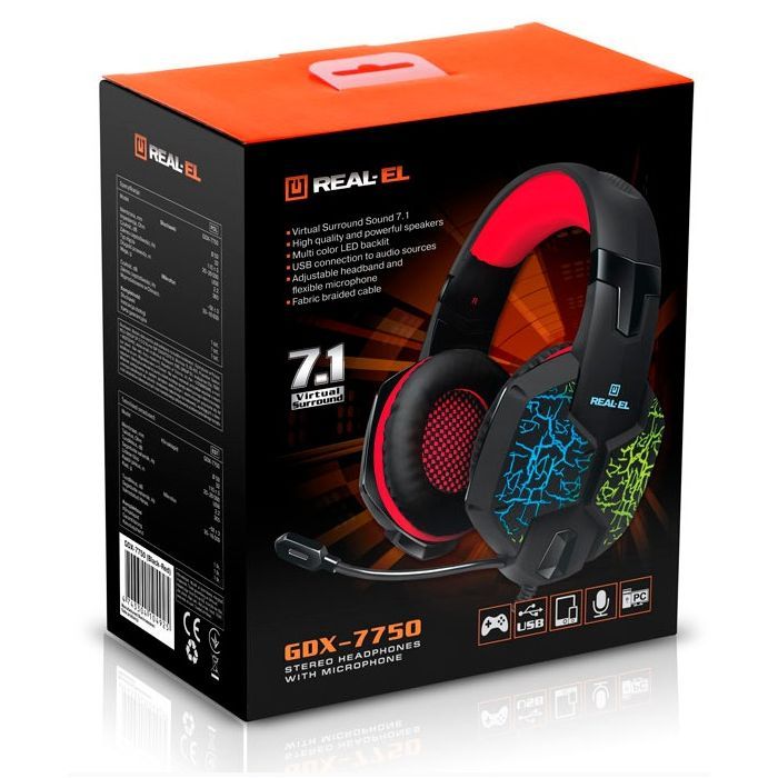 Наушники REAL-EL GDX-7750 Black-Red Фото 11