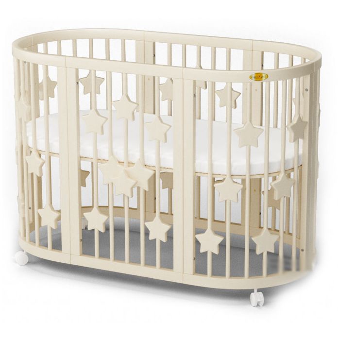 Кроватка Ingvart SMART BED ROUND со звездочками сл. кость Фото