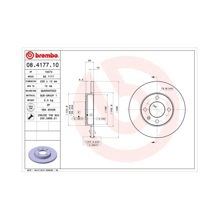 Тормозной диск Brembo 08.4177.10 Фото