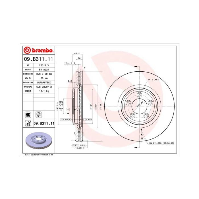 Тормозной диск Brembo 09.B311.11 Фото