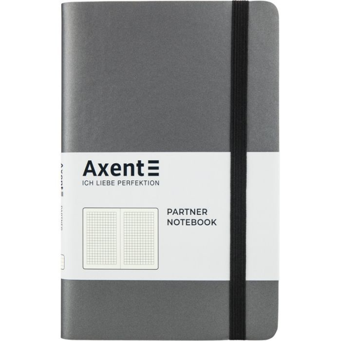 Блокнот Axent Partner Soft, 125х195, 96арк, кліт, сірий Фото