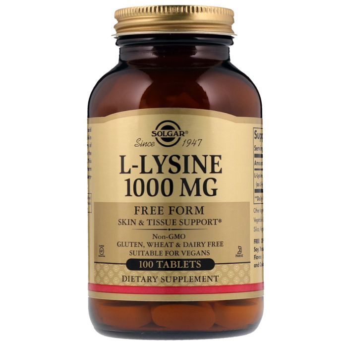 Аминокислота Solgar Лізин 1000 мг, L-Lysine, 100 таблеток Фото