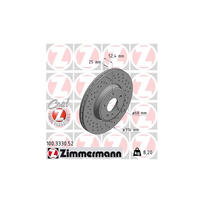 Тормозной диск ZIMMERMANN 100.3330.52 Фото