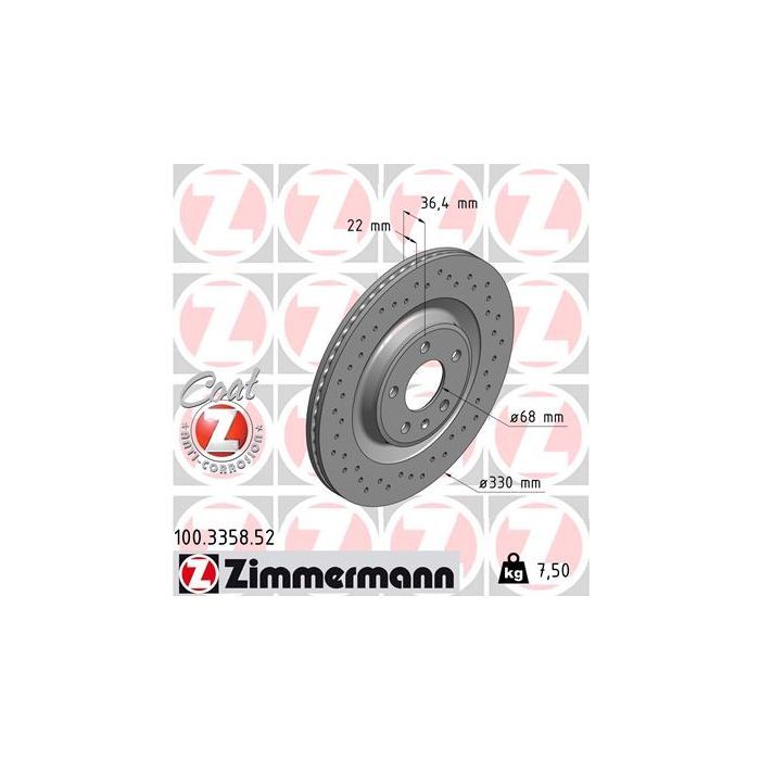 Тормозной диск ZIMMERMANN 100.3358.52 Фото