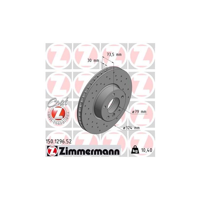 Тормозной диск ZIMMERMANN 150.1296.52 Фото