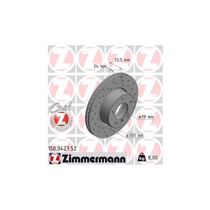 Тормозной диск ZIMMERMANN 150.3427.52 Фото