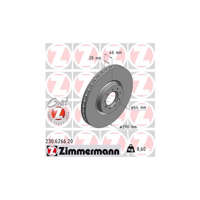 Тормозной диск ZIMMERMANN 230.6266.20 Фото