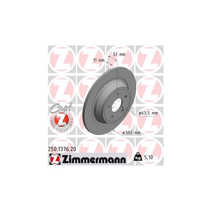 Тормозной диск ZIMMERMANN 250.1376.20 Фото