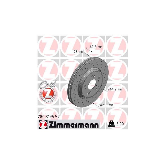 Тормозной диск ZIMMERMANN 280.3175.52 Фото