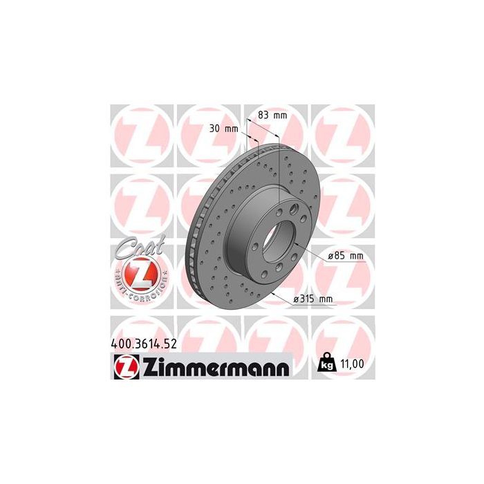 Тормозной диск ZIMMERMANN 400.3614.52 Фото