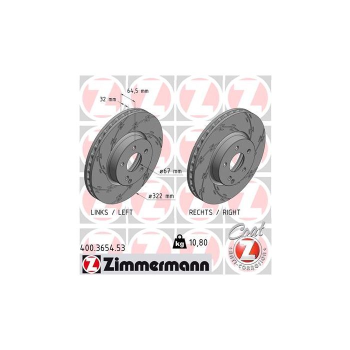 Тормозной диск ZIMMERMANN 400.3654.53 Фото