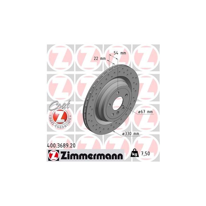 Тормозной диск ZIMMERMANN 400.3689.20 Фото
