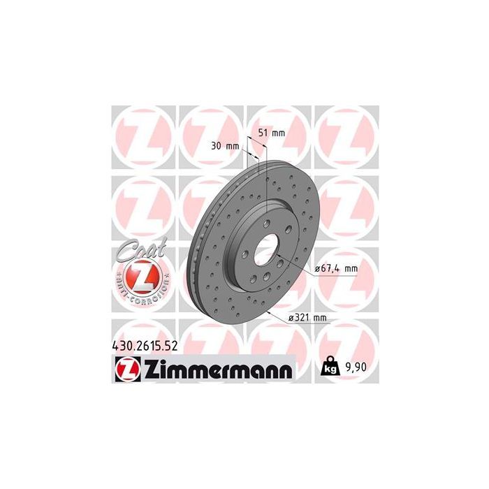 Тормозной диск ZIMMERMANN 430.2615.52 Фото