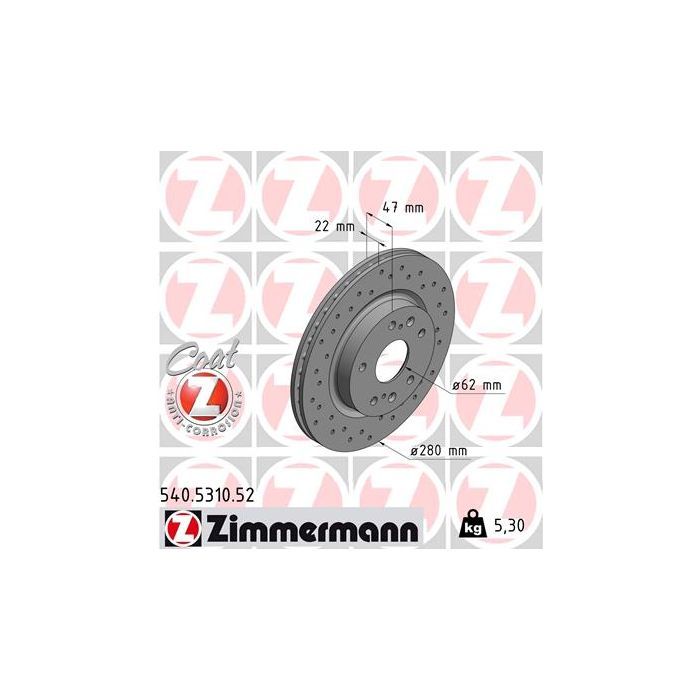 Тормозной диск ZIMMERMANN 540.5310.52 Фото