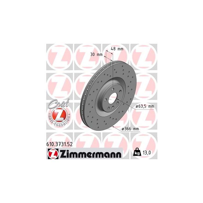 Тормозной диск ZIMMERMANN 610.3731.52 Фото